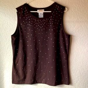 Talbots 94%Cotton Shimmer Sleeveless Tank Top women’s L